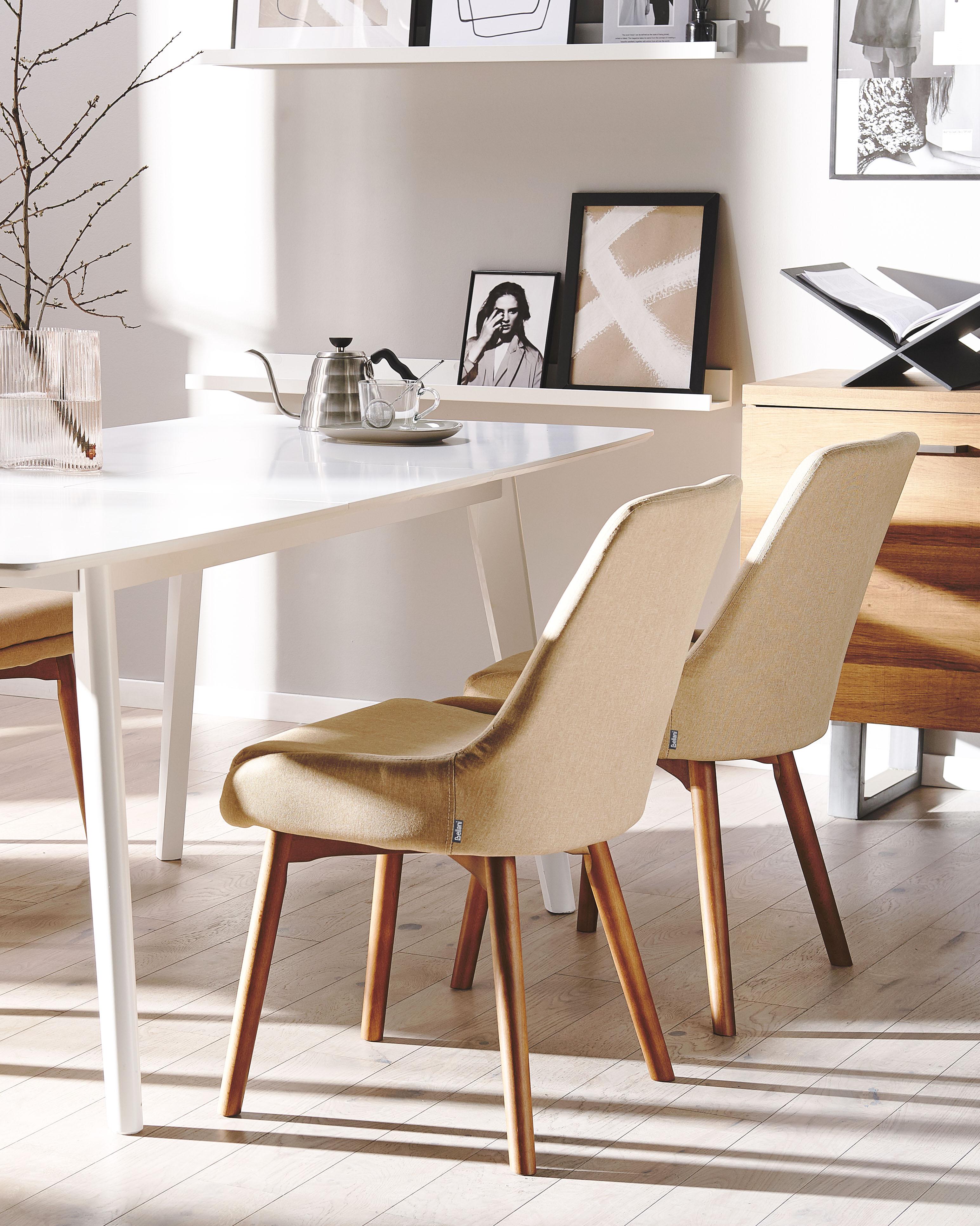 Set of 2 Dining Chairs MELFORT Fabric Sand Beige