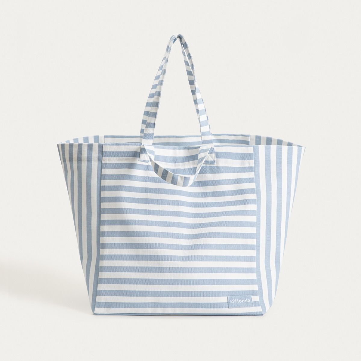 Torba plażowa TAVI bawełniana w niebieskie paski 40x42x30cm