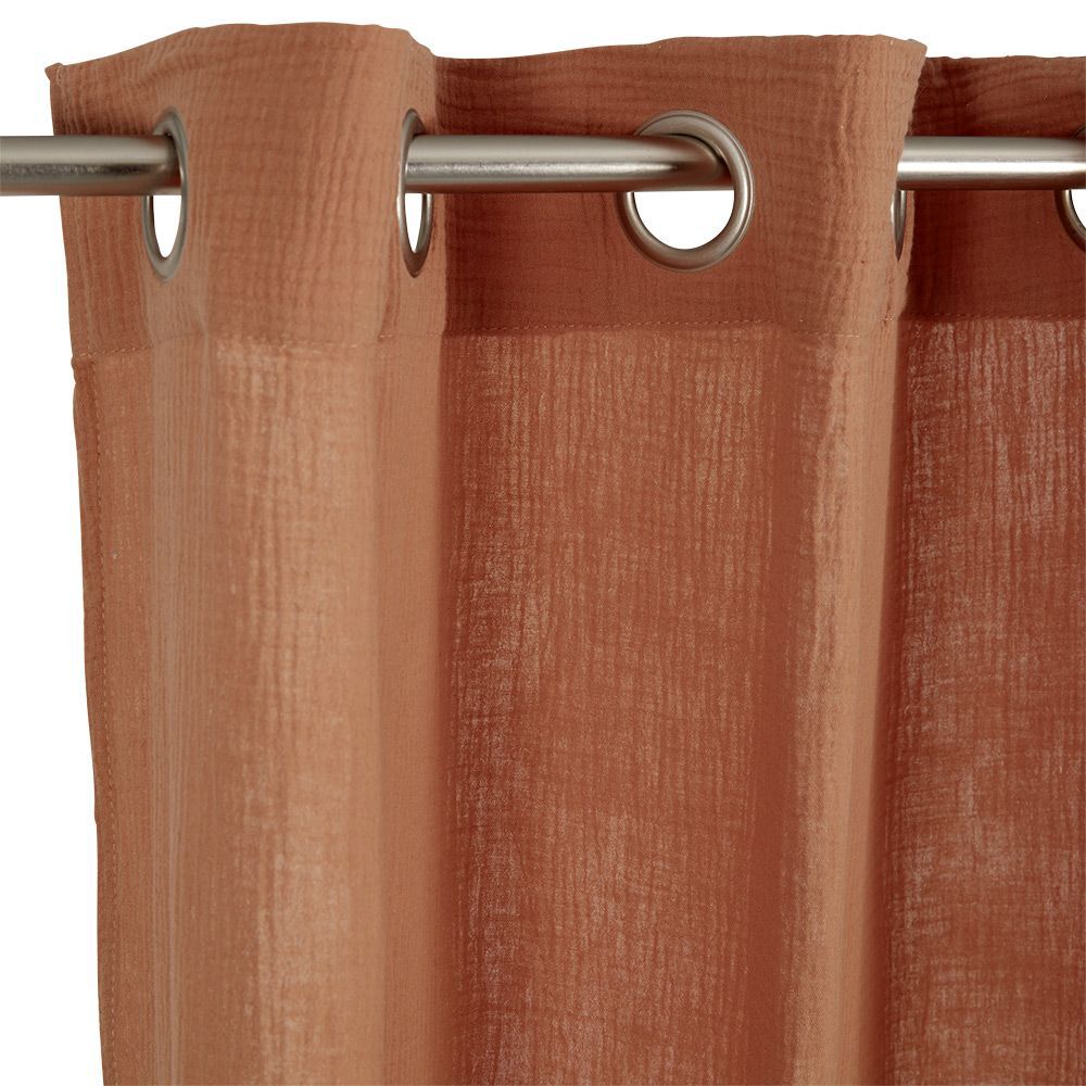 Rideau à oeillets gaze de coton terracotta uni 135xL240cm