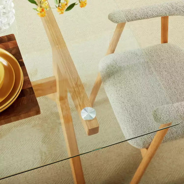 Habitat Zela Glass Natural Dining Table & 6 Natural Chairs