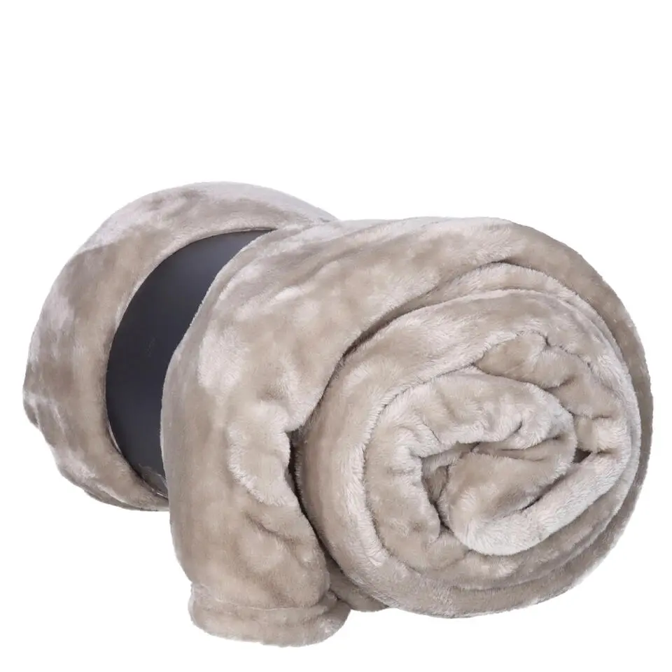 Atmosphera Plaid deken - lichtgrijs - polyester - 130 x 180 cm