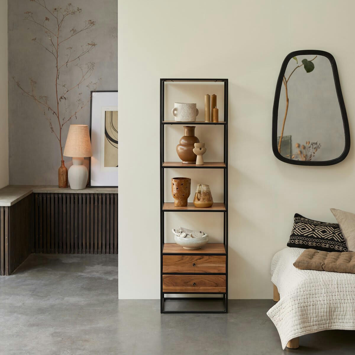 AGRA - Colonne en acacia massif et métal