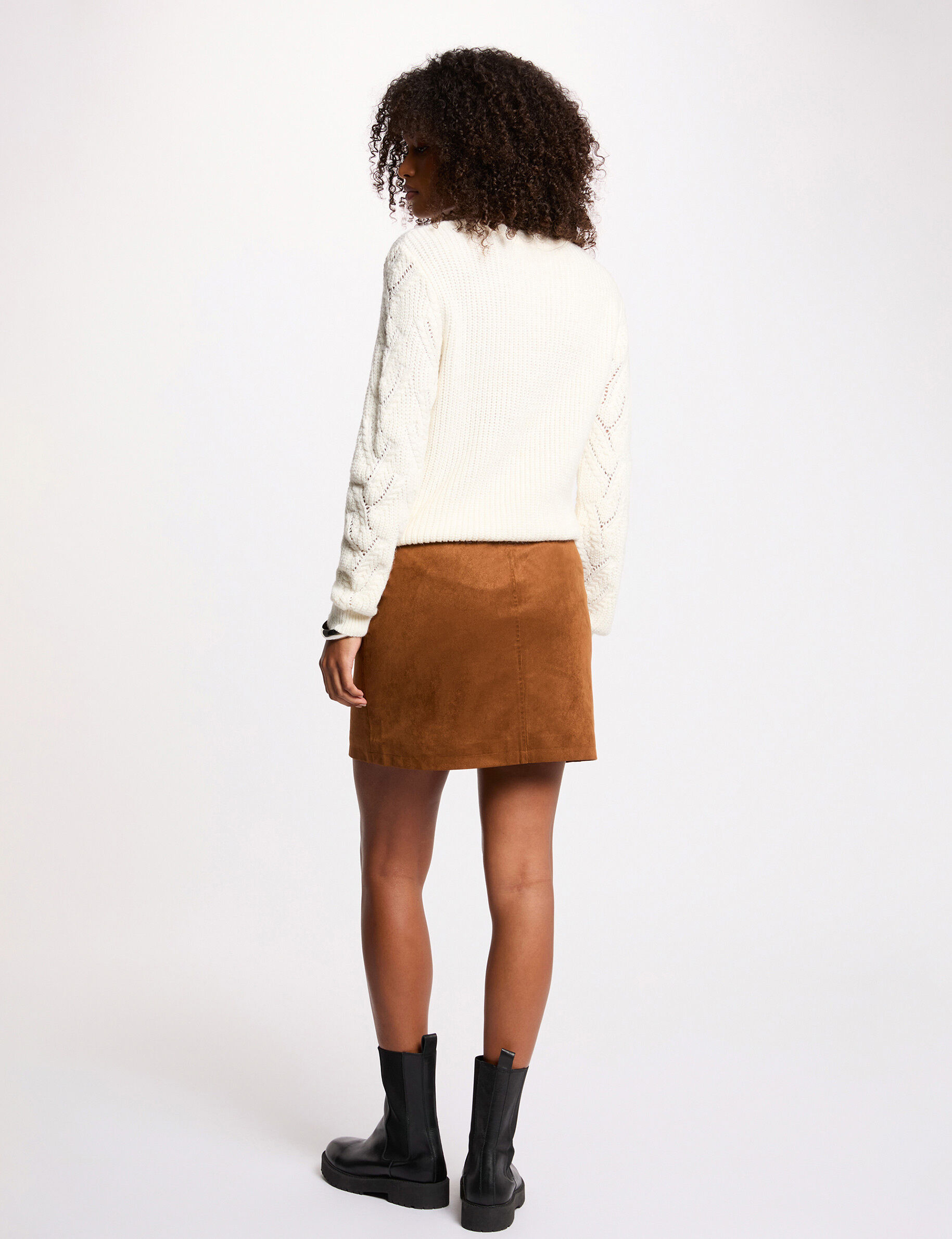 Fitted Short Skirt Cognac Brown Women