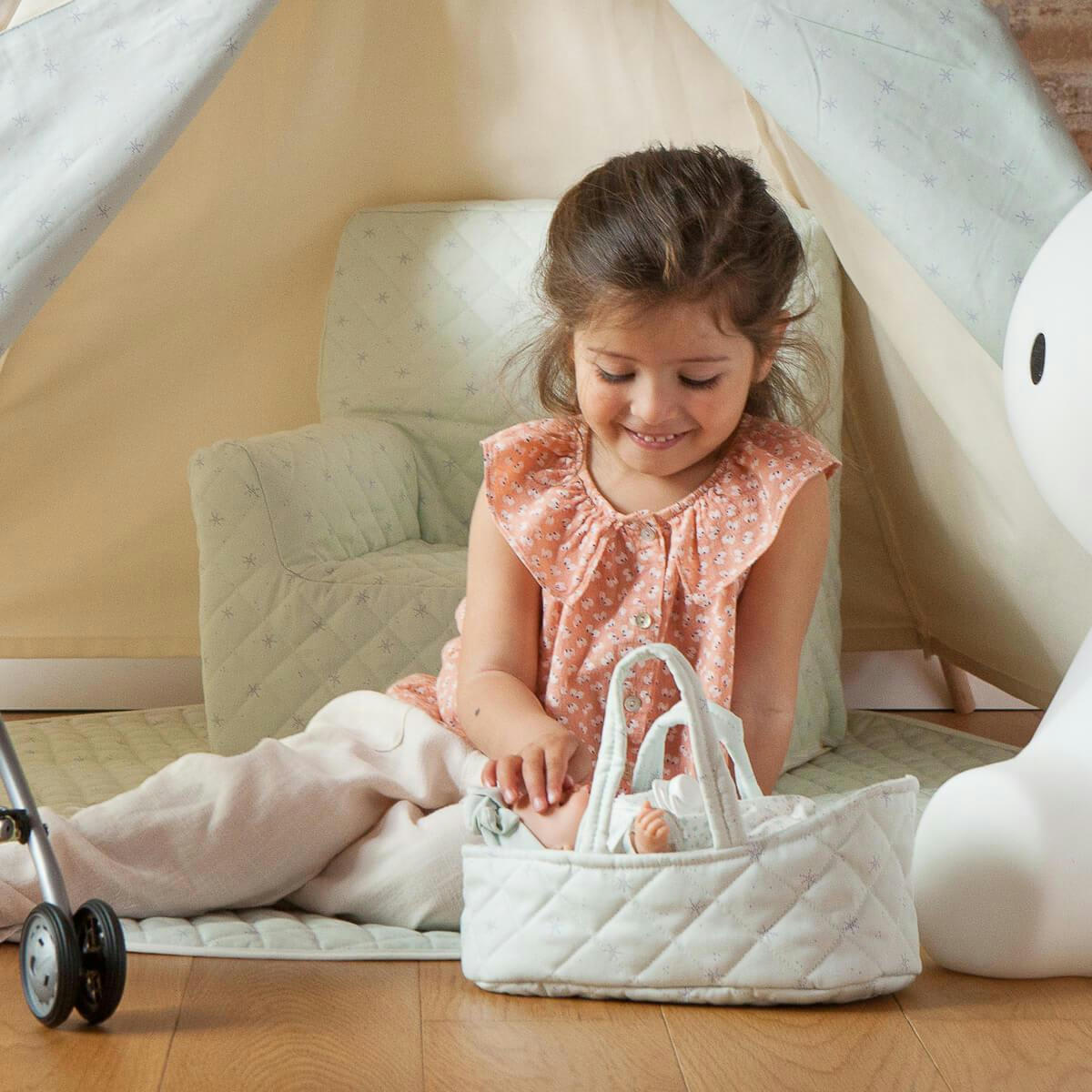 BARNA - Couffin poupée 26 cm STARS vert