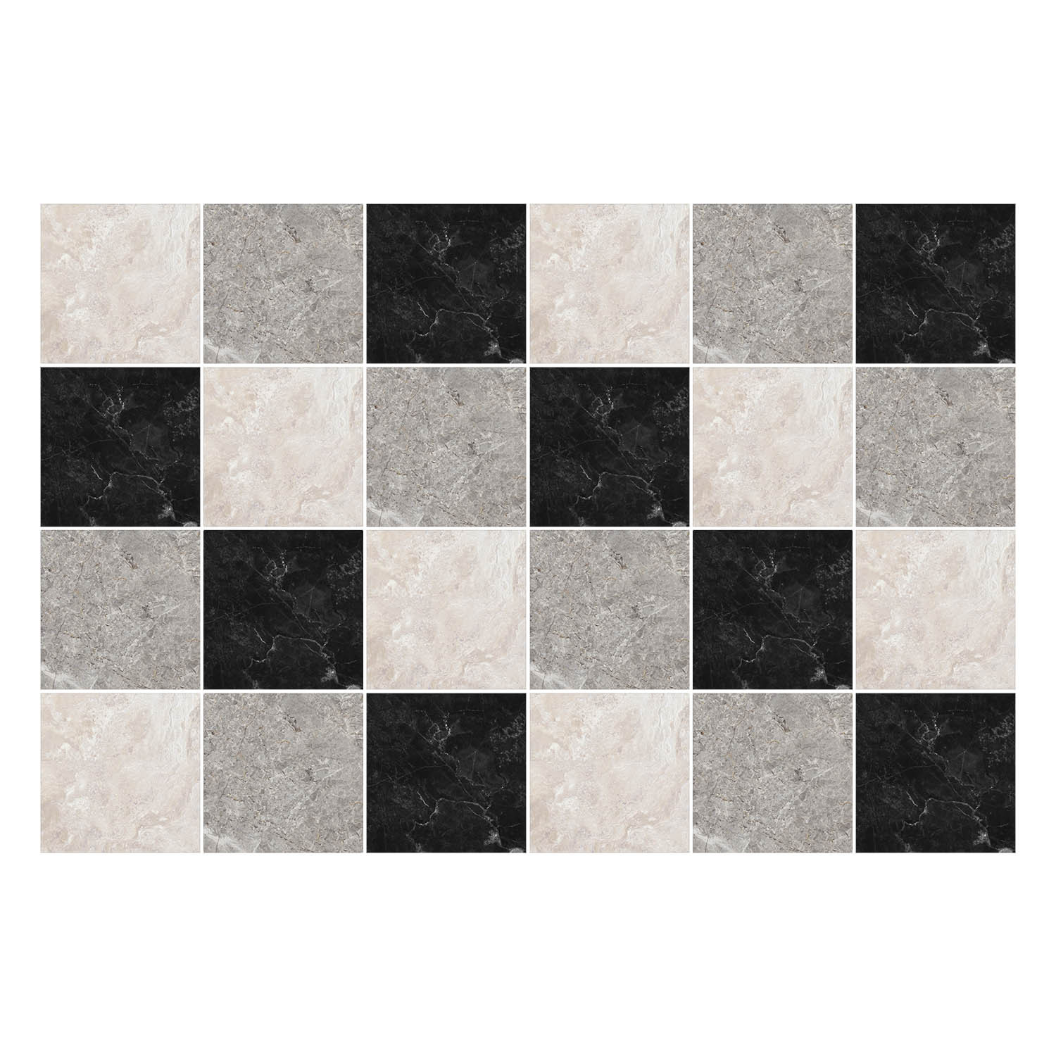 Naklejki na kafelki 10x10 cm Szachownica marmurowa 24 szt.