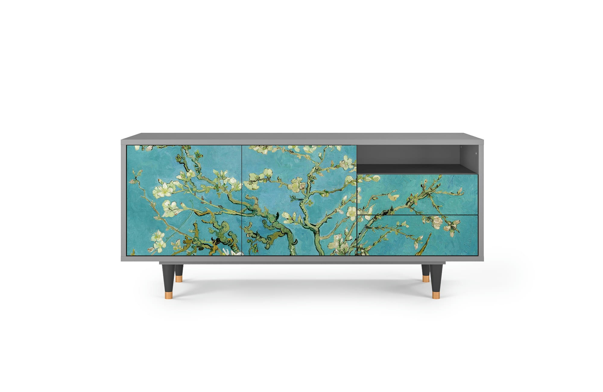 ALMOND BLOSSOM BY VAN GOGH - Meuble TV  bleu 2 tiroirs et 2 portes L 125 cm