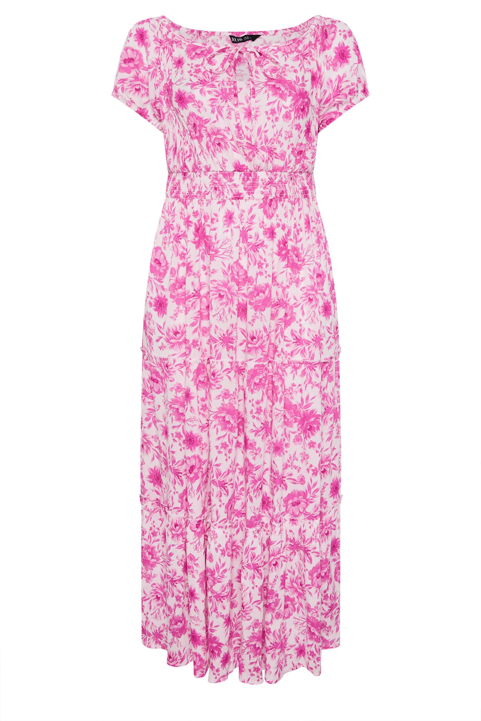 Yours Floral Tie Neck Maxi Dress