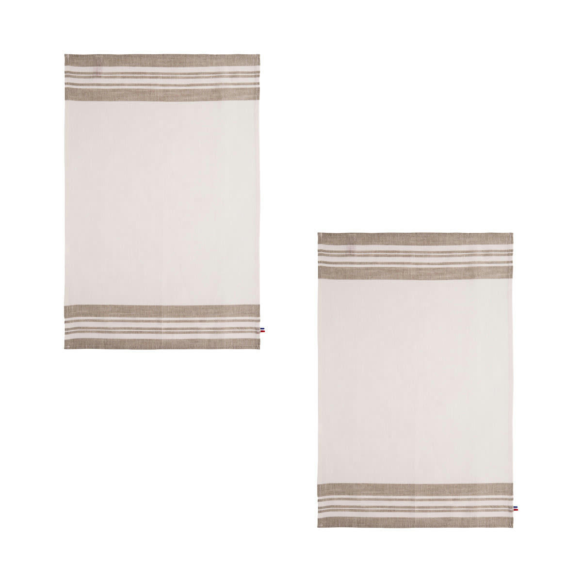 ALBÂTRE - Lot de 2 torchons unis en lin beige 50x75