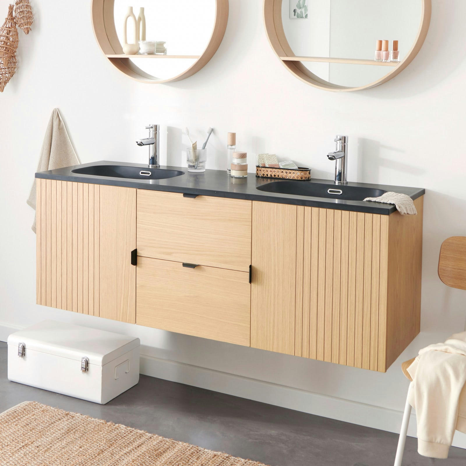 STUDIO - Miroir rectangulaire 40 x 70 cm SIMONA avec tablette blanche