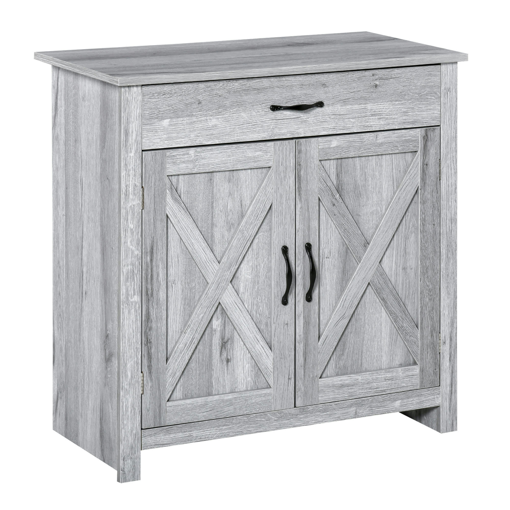 - Buffet 2 portes tiroir style rural chic aspect bois gris clair