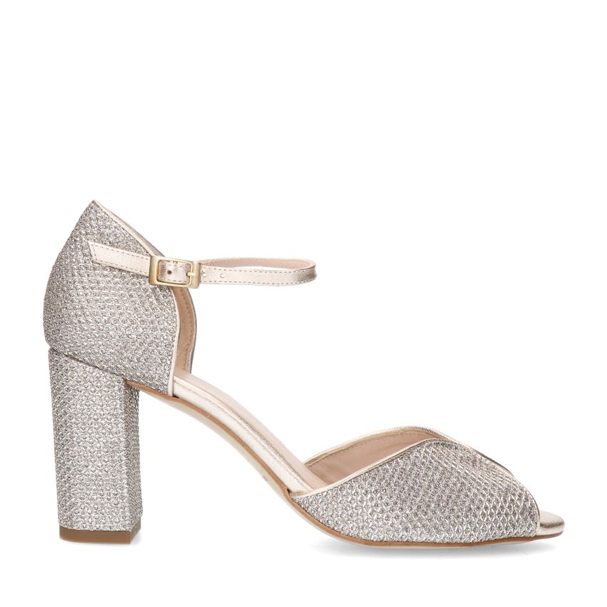 Manfield Gouden glitter sandalen met hak