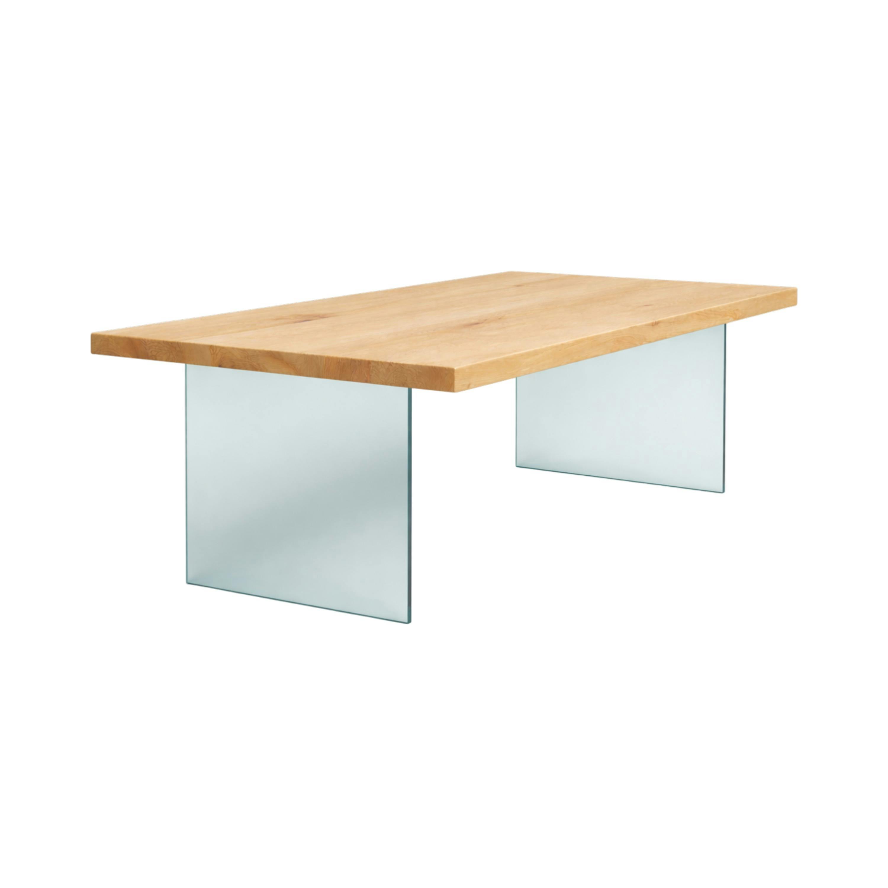 Table extensible bois huilé bords droits pieds verre 240 cm PALERME