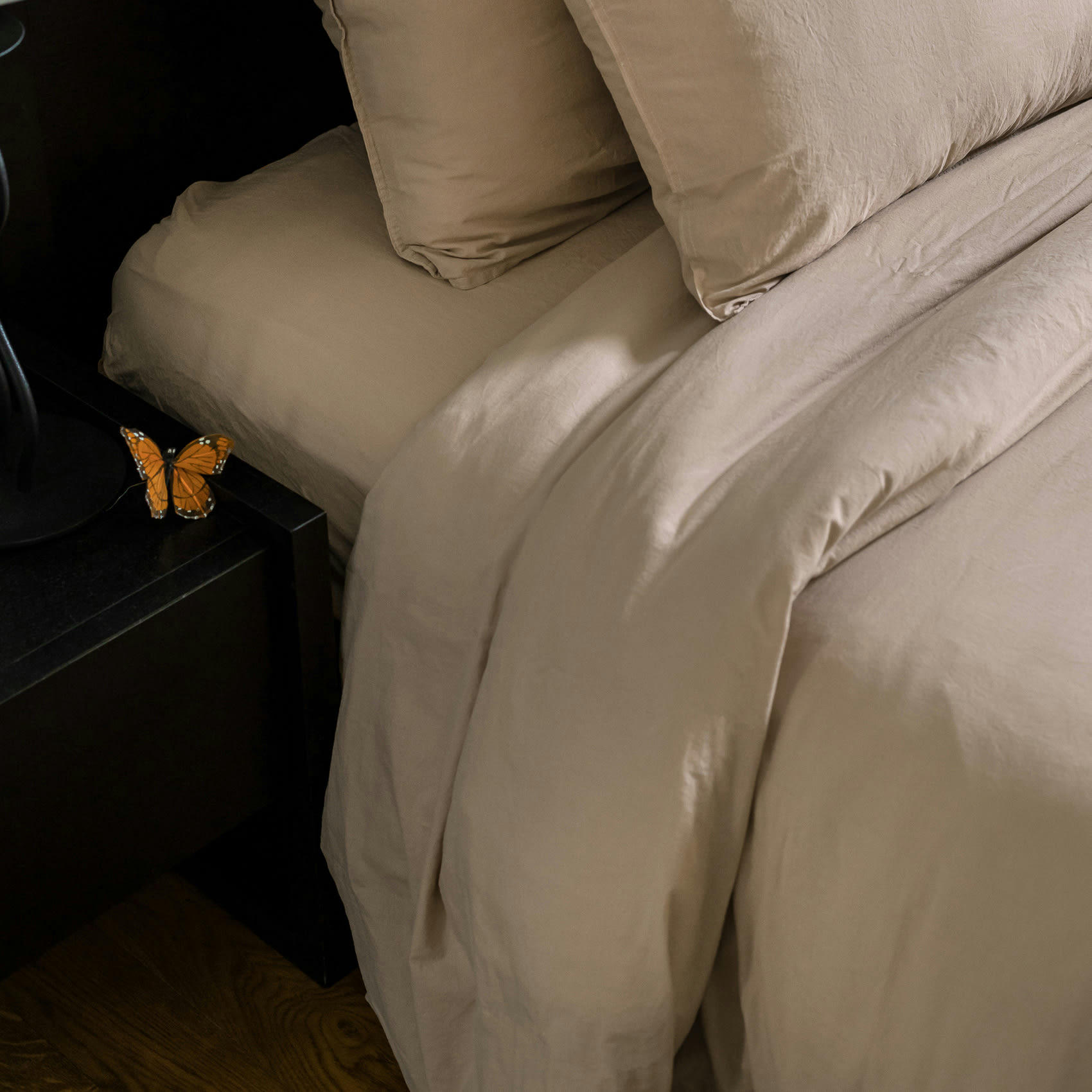 - Housse de couette en coton lavé cap ferret sable 140x200 cm