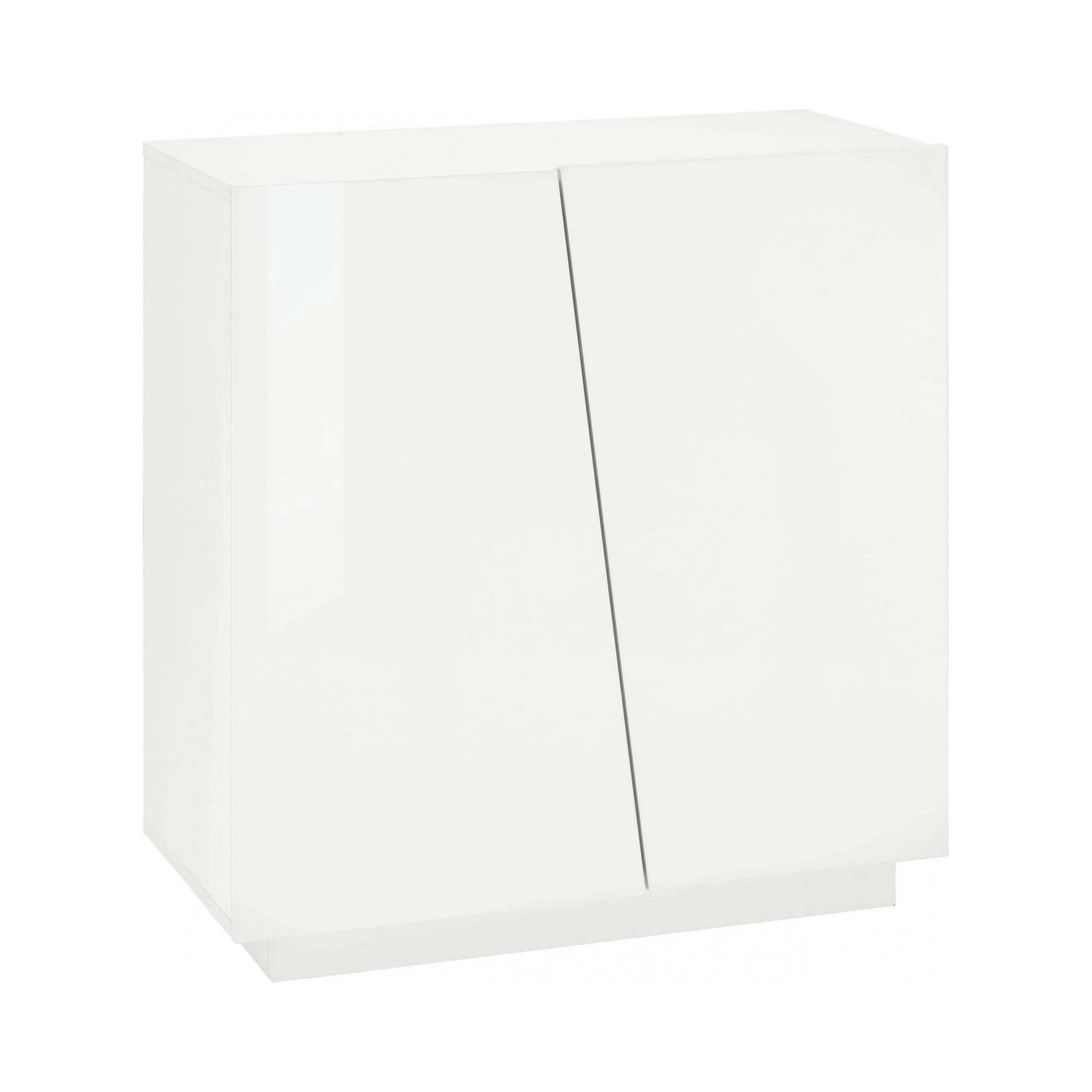 - Meuble à chaussures moderne effet bois blanc brillant