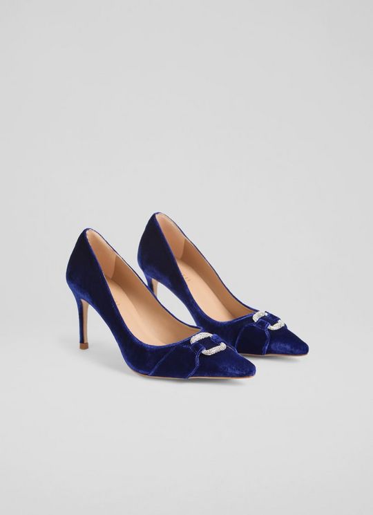 Thelma Blue Velvet Closed Courts