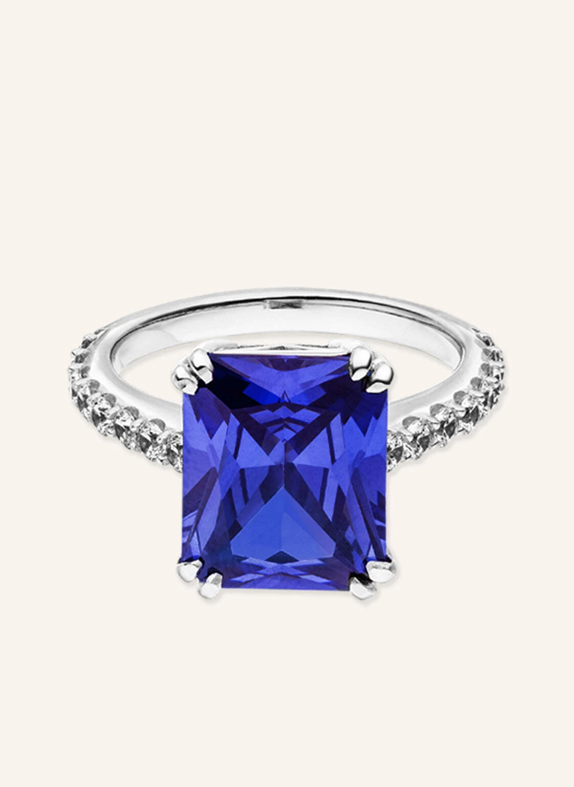 VEYNOU Ring NALU aus 14 Karat Weißgold und 5,0ct. Saphir und Lab-Grown Diamanten