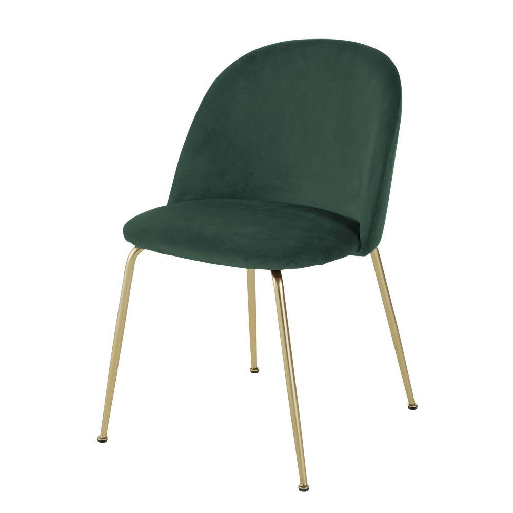 Ginette - Chaise en velours vert forêt