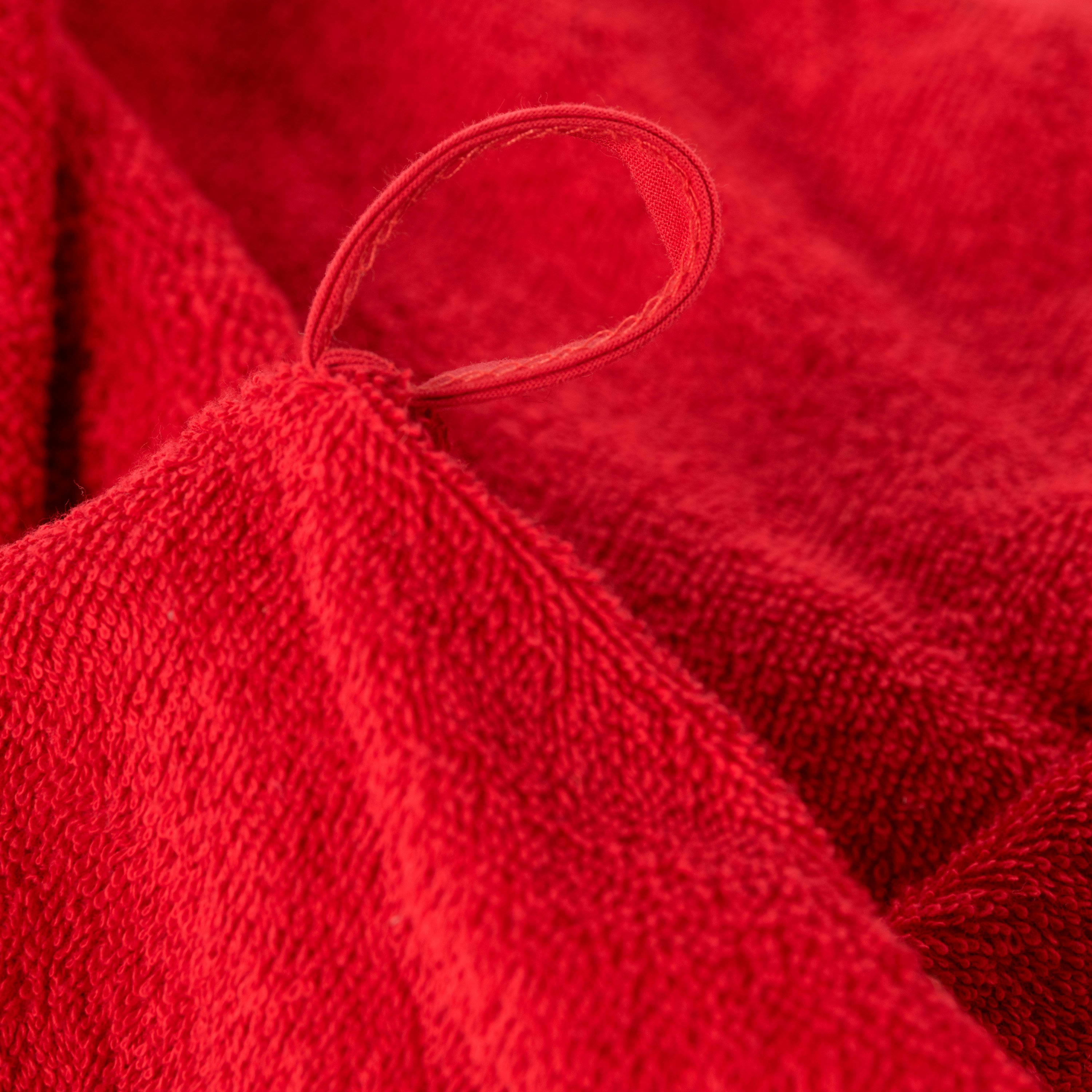 NORDY - Essuie-mains coton bouclette brodé rouge 70 x 70 cm