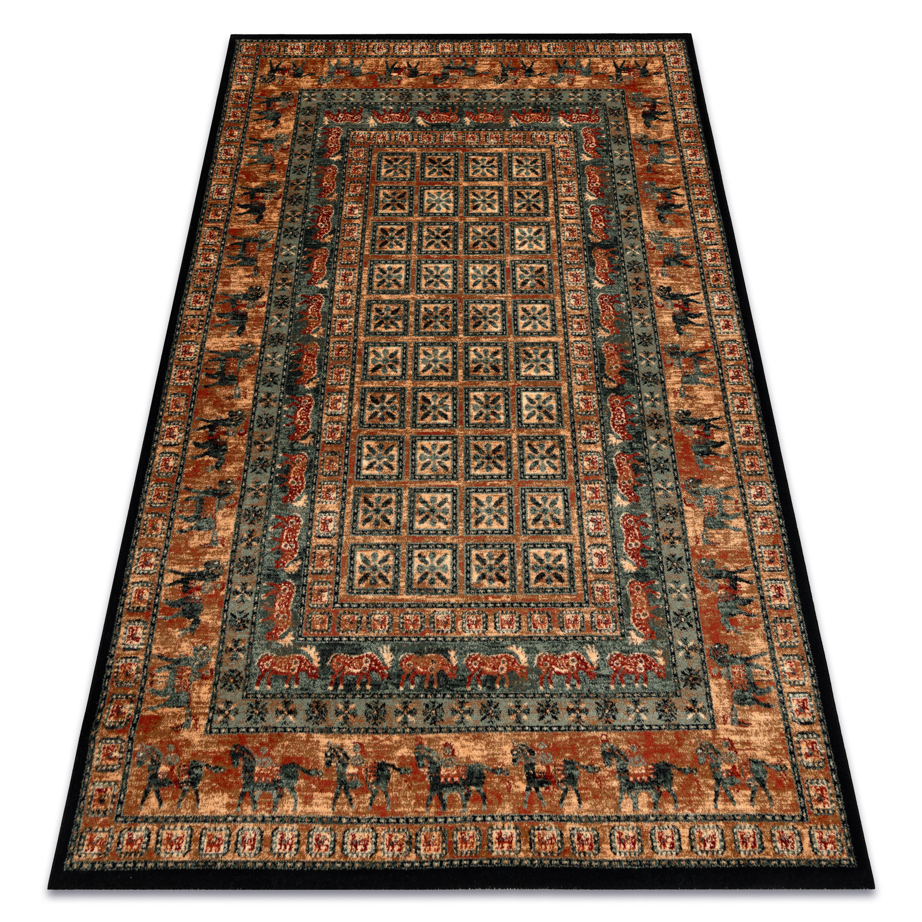 Dywan wełniany KASHQAI 4301 500 orientalny, ramka beż / 67x130 cm
