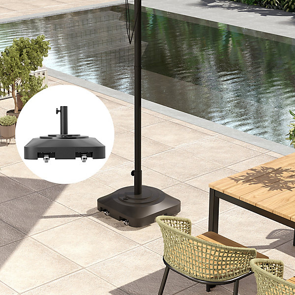 Base de Parasol 25 kg, Mobile, Schirmständer avec Roulettes, pour Terrasse