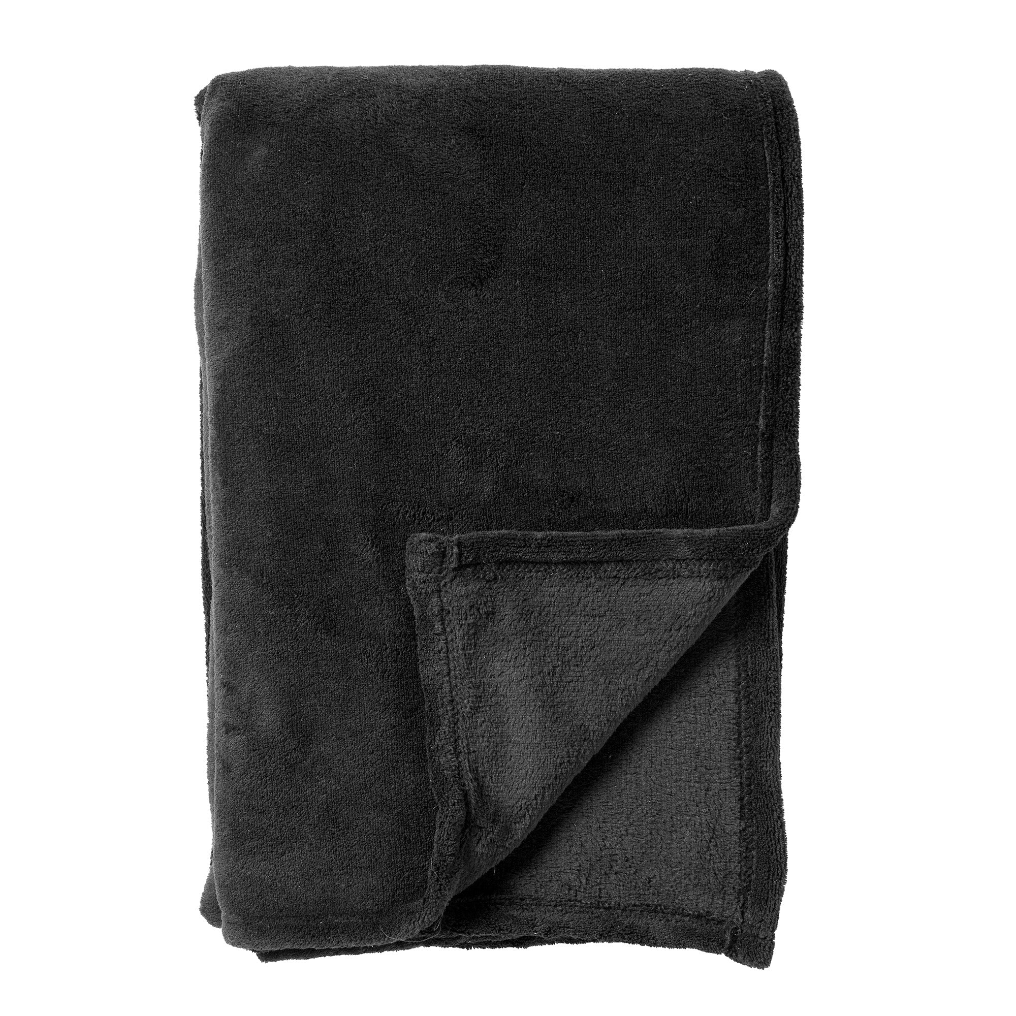 SIDNEY - plaid 140x180 cm - fleece deken - 100% gerecycled - Raven - zwart