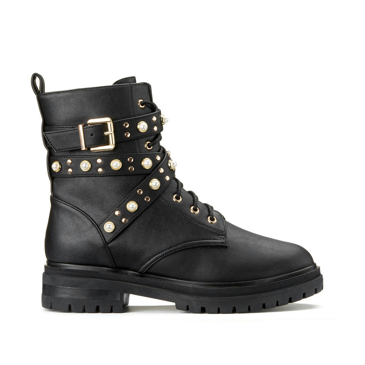 Bottines détails bijoux, pied large 38-45