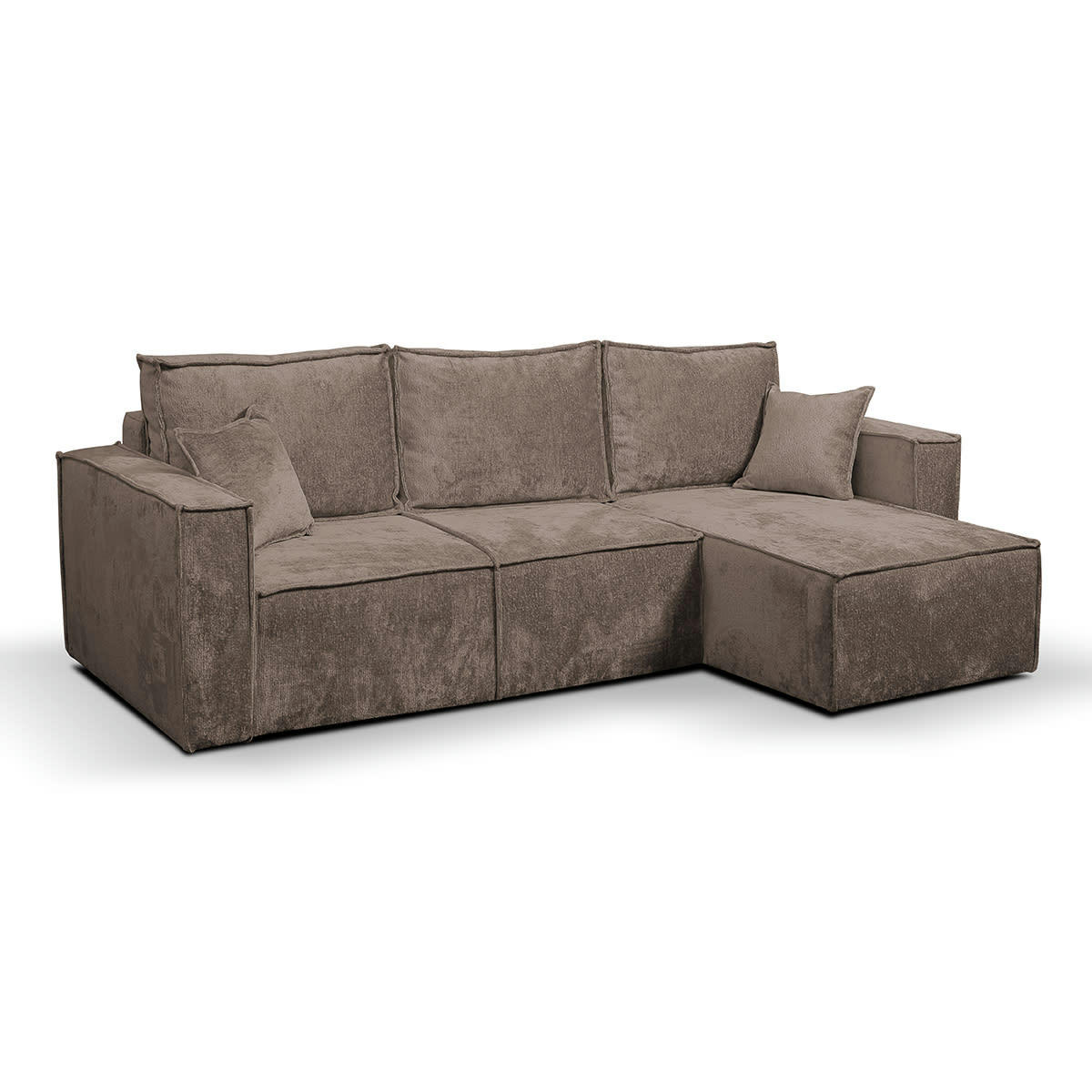 - Canapé d'angle réversible convertible 3 places coffre velours marron