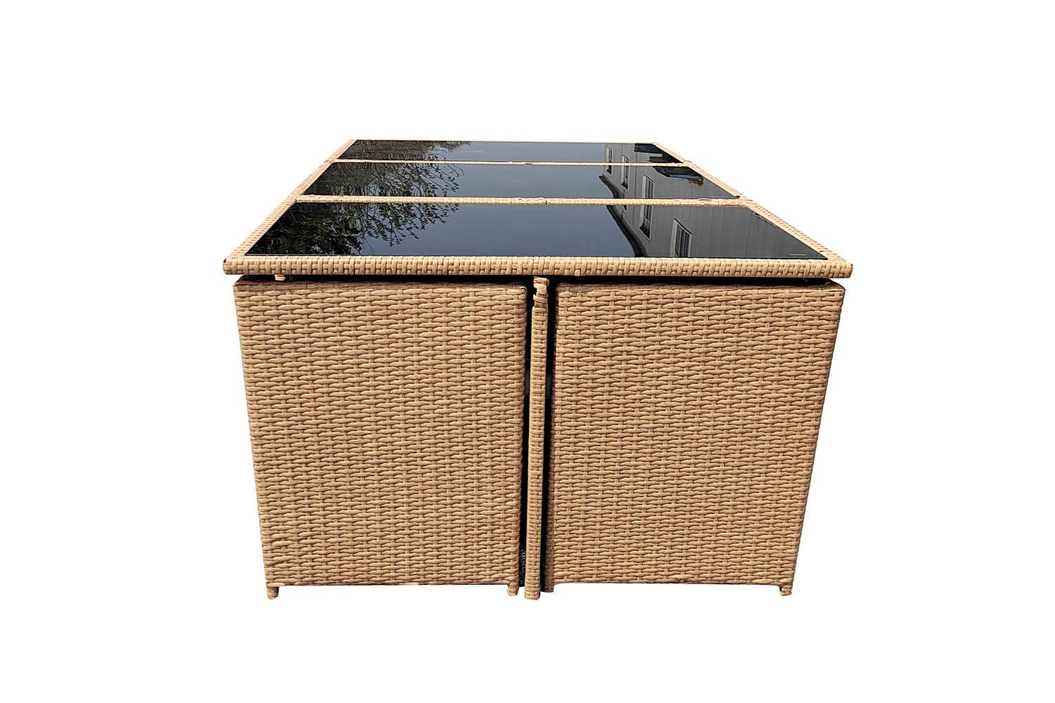 FLORIDA - Salon de jardin résine tressée naturel 8 places