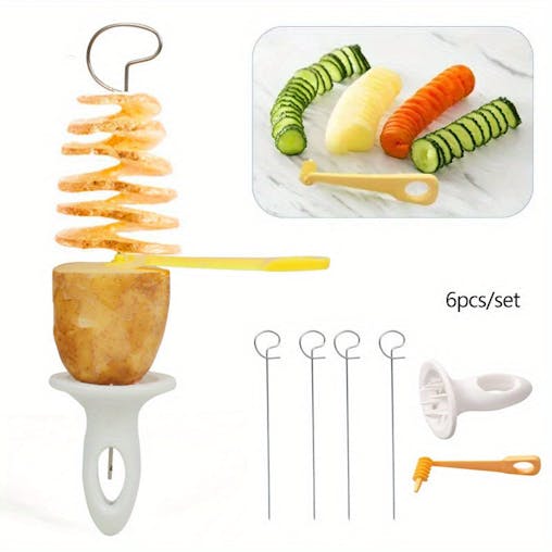 NNETM 6pcs Camping Potato Barbecue Skewers Slicer Tool