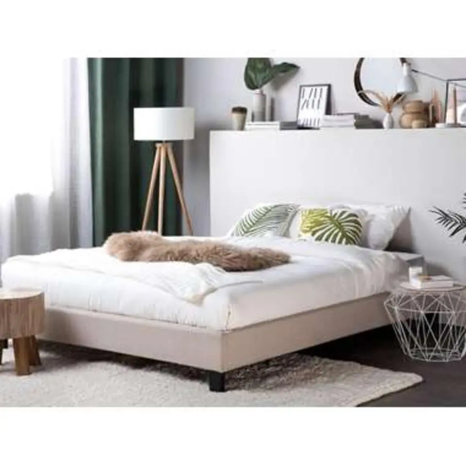 ROANNE - Tweepersoonsbed - Donkerhout - 180 x 200 cm - Polyester