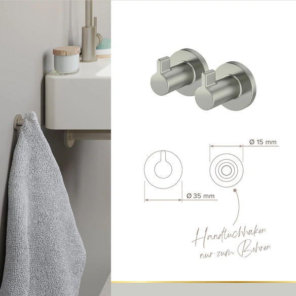 Handtuch-Haken »NOA«, Nickel-matt, Montageart: Bohren