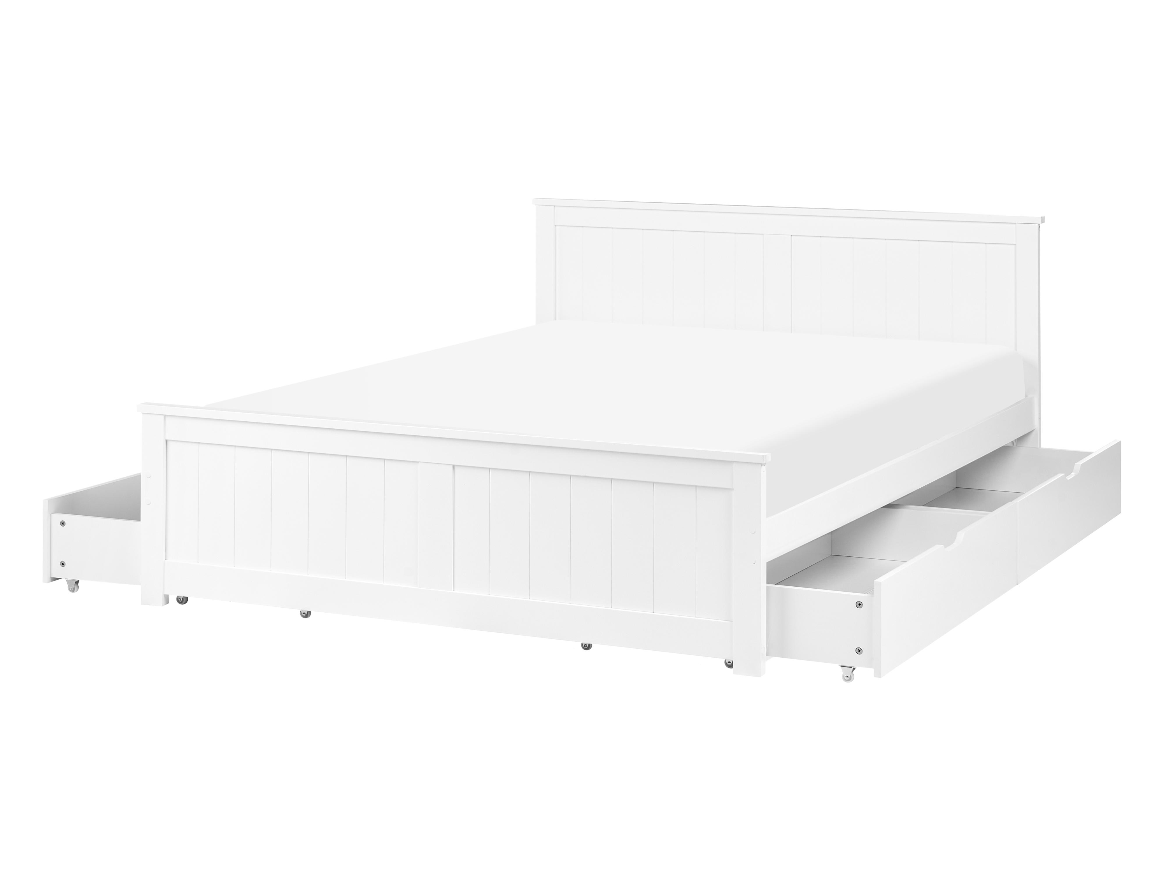 Bed with 4 Drawers Pine Wood SABRAN 140 x 200 cm (EU Double) White