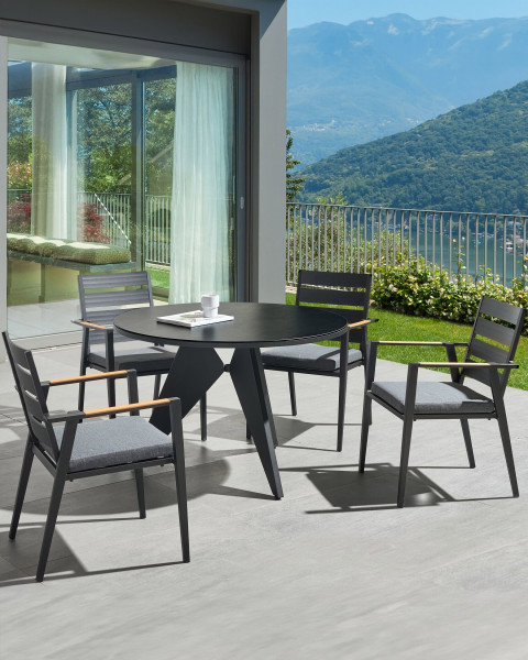 Zestaw 4krzeseł czarny aluminium ogród