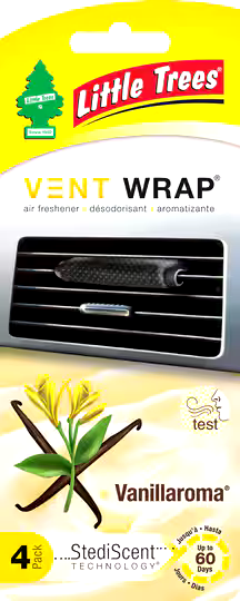 Little Trees Vent Wrap Air Freshener, Vanillaroma, 4-pk