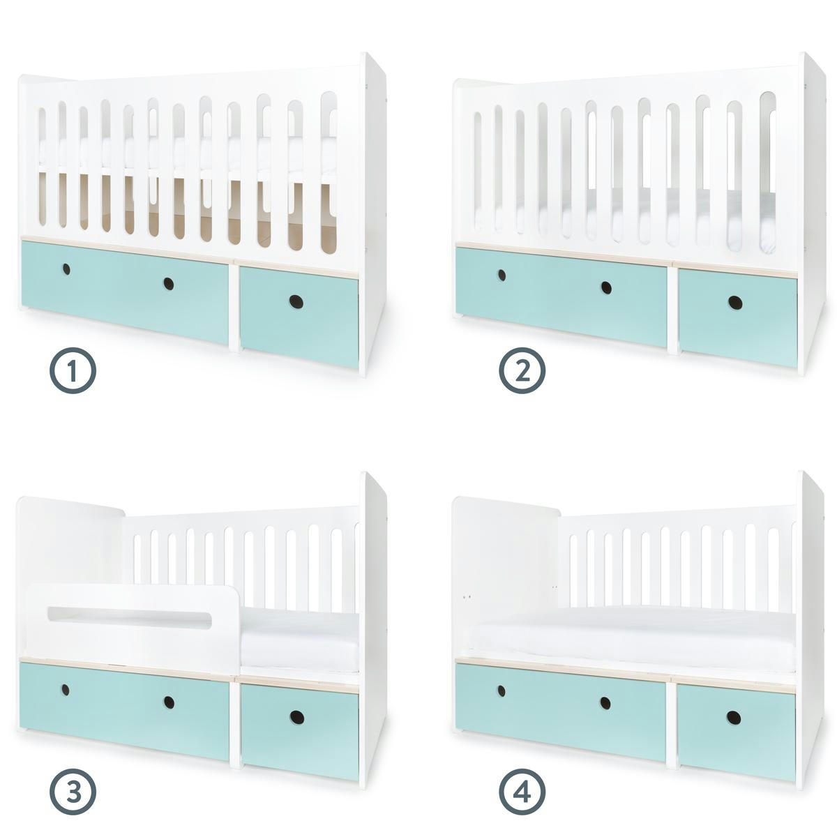 COLORFLEX - Lit bébé évolutif 70x140cm bleu ciel