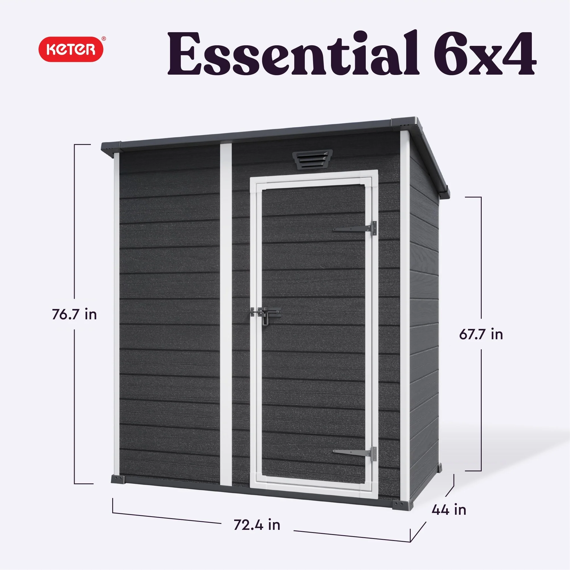 Keter Essential 6 x 4 FT. Elegant Resin Outdoor Storage Shed With Floor for Patio Furniture and Tools, Black - 6x4