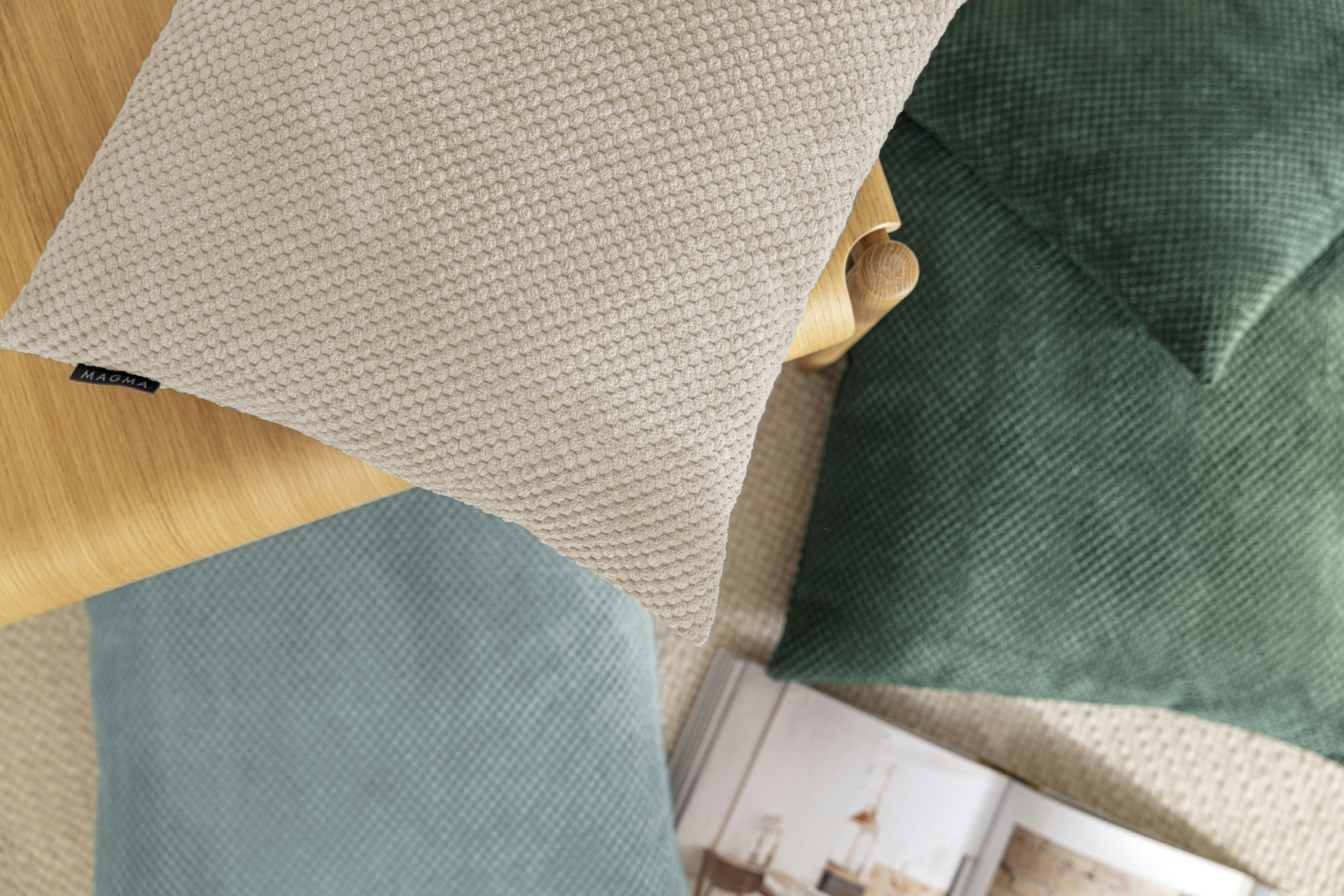 COMODO - Housses de coussin en velours avec relief beige-Lot de 2-50x50