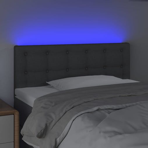 NNEVL LED Headboard Dark Grey 100x5x78/88 cm Fabric