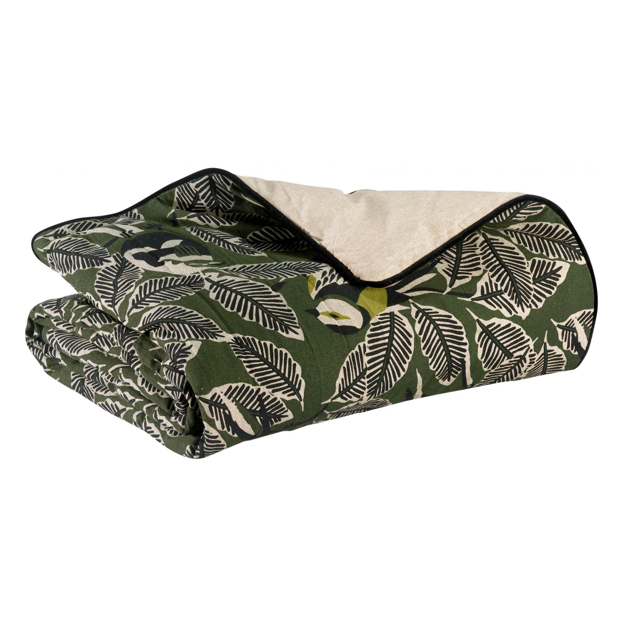 ZAZU CHAMBRAY - Edredon  en coton olive 85 x 200