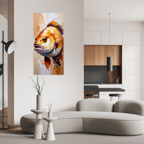 Plakat samoprzylepny do salonu sypialni Feeby Ryba imitacja farby 40x80