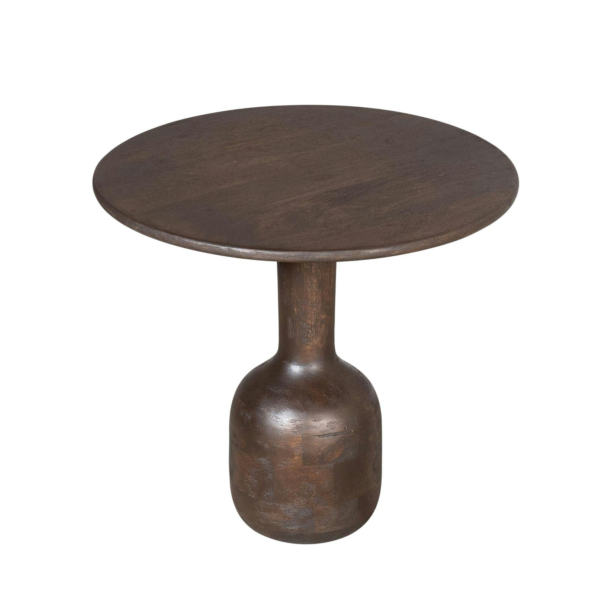 Petite table ronde bois foncé pied bouteille ALMA