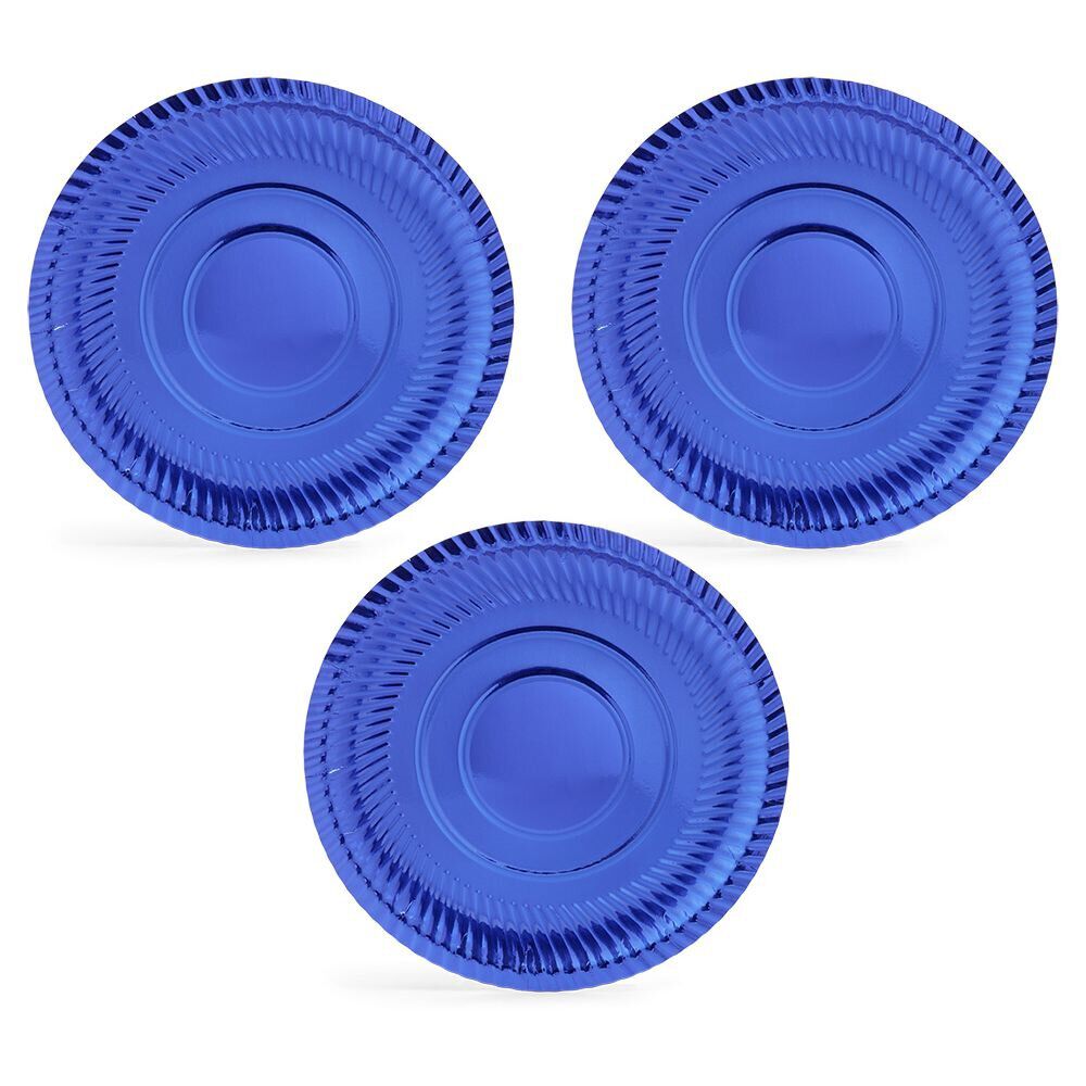 Plateau présentation carton bleu métallisé x3