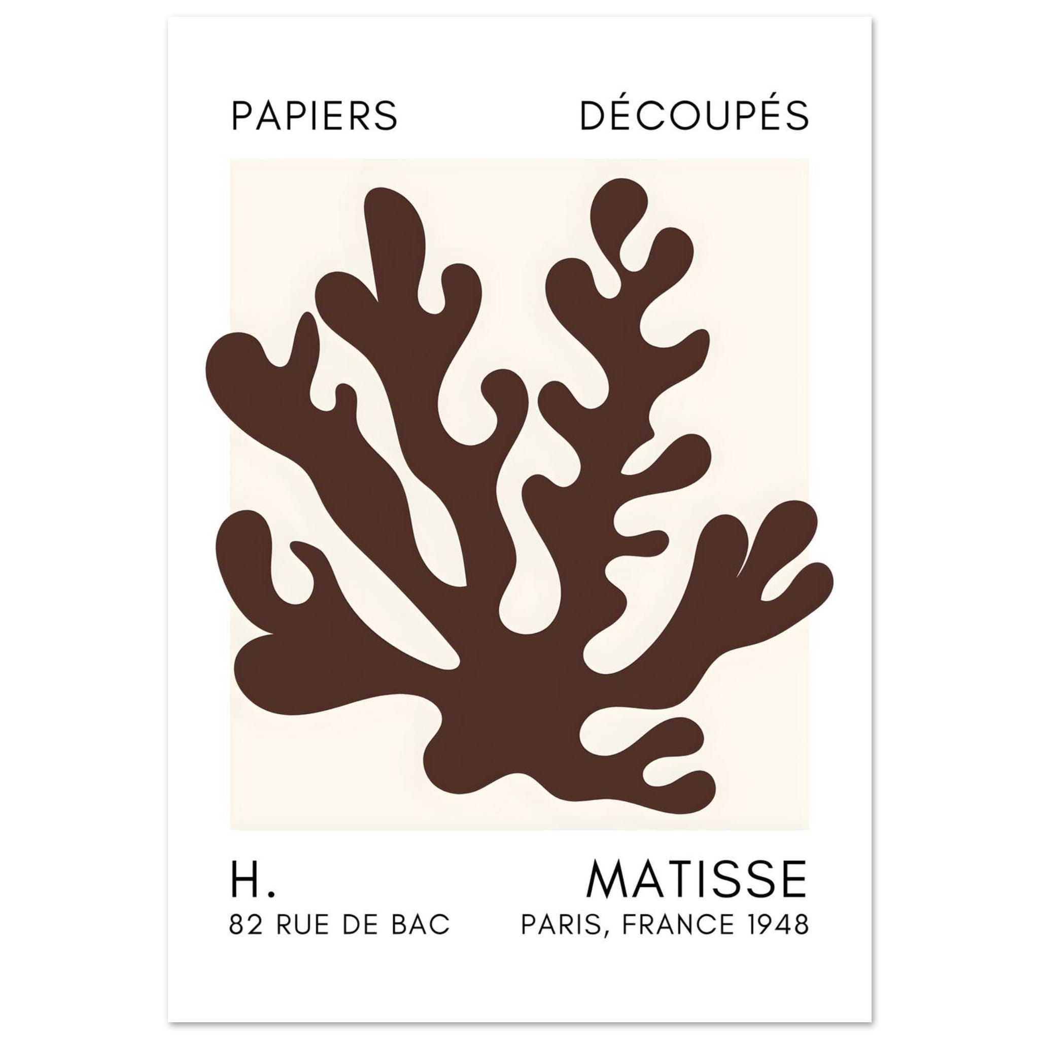 Artfulprints Poster Matisse – Saltflower shapes brown  - 70x100 cm - Bruin