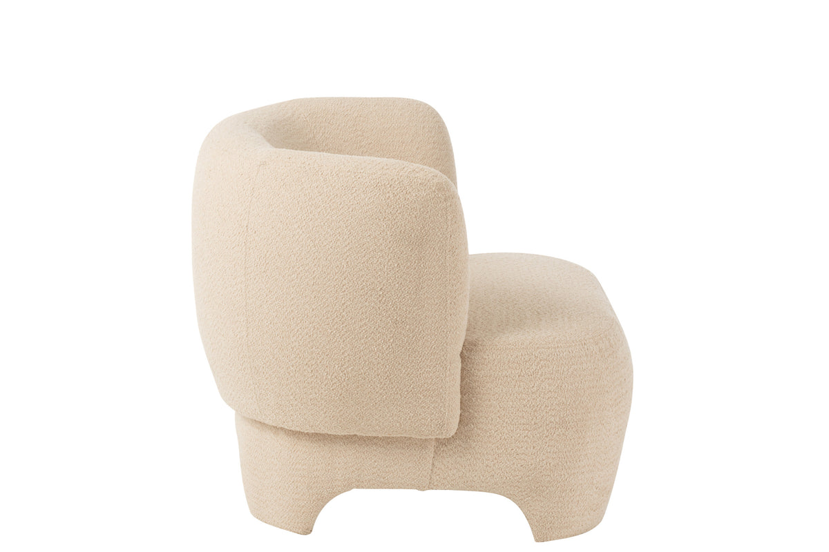 J-Line zetel 1-Zit Gebreid - textiel/hout - wit