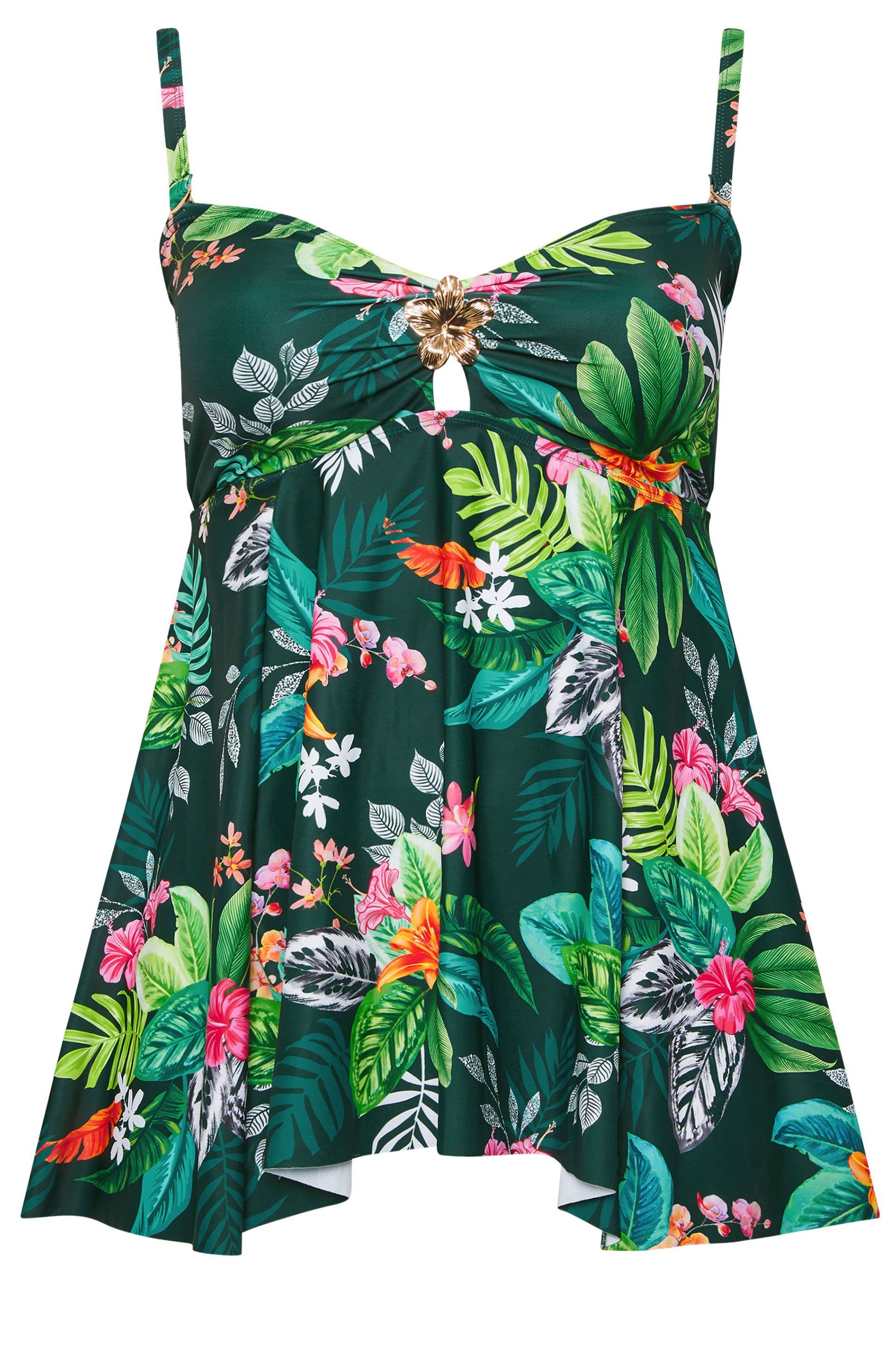 Yours Tropical Print Tankini Top