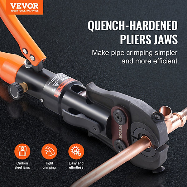 Outil sertissage hydraulique raccords cuivre, pince mâchoires changement rapide V12-V28.