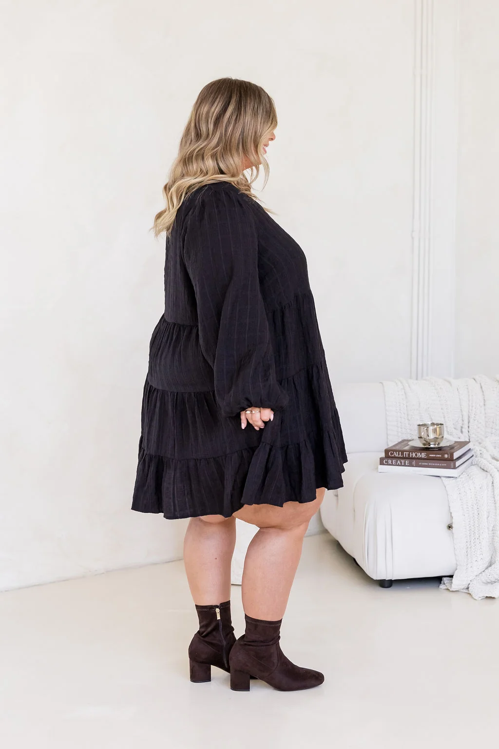 Long Sleeve Greta Dress in Black