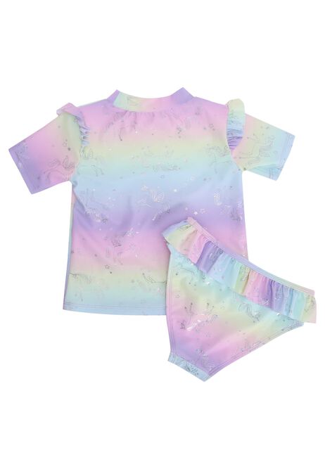 Younger Girls Pink Unicorn Two Piece Sun Safe Swimsuit