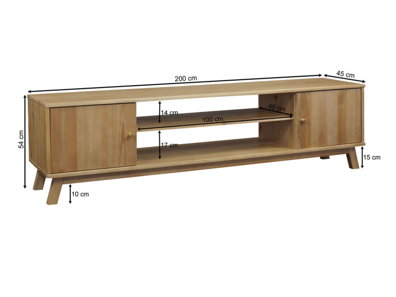 Szafka RTV Oregon wood 200 cm drewniana, kolor sosnowy