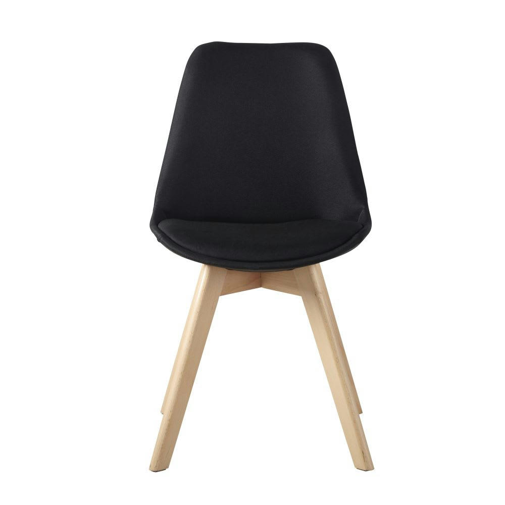 Ice - Chaise en tissu noir intense et hêtre